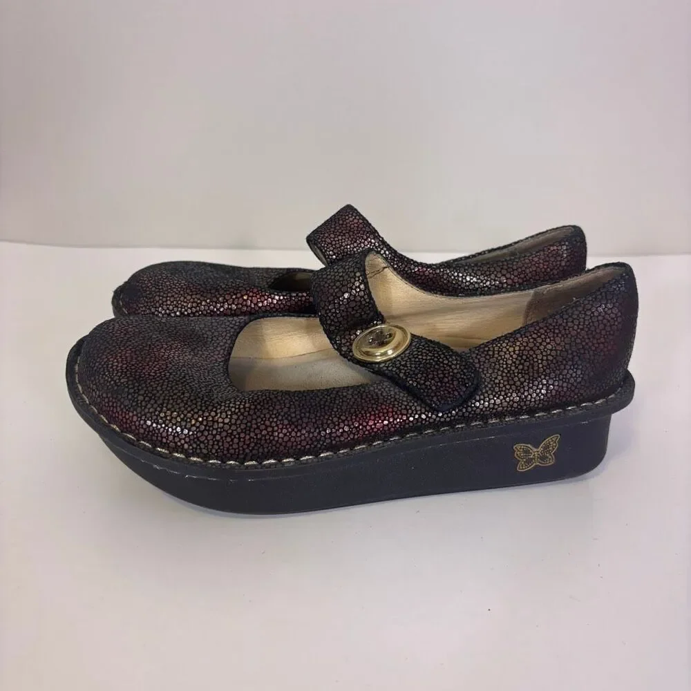 Alegria Red Reflect Leather Mary Jane‎ Comfort Shoes Size 36 = 6